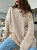 Nukty Knitted Loose Women Sweater Solid Casual Striped Long Sleeve Pullover Winter Embroidery Women's Turtleneck Sweaters Y2K