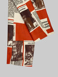 Nukty Long Sleeves Loose Buttoned Newspaper Print Pockets Split-Joint Notched Collar Blazer Outerwear