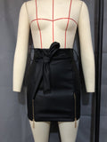 Skirt Autumn and Winter Sexy Lace-up Leather Skirt Zipper Lace-up Sheath Skirt