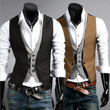 suit Acting British Slim-Fit Fake Two-Piece Men's Vest Plaid Design Fashion Vest