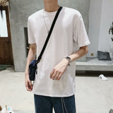streetwear men outfits Summer Irregular Short Sleeve T-shirt Men's Fashion Brand Trendy Loose Ins American Retro Top Hong Kong Style Harajuku Half Sleeve