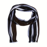 Nukty Men Autumn/Winter Casual Wrap Vertical Stripe Muffler Color Contrast Long Knit Scarf