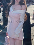 Nukty party look inspos Autumn Sexy Style Fake Two Piece Patchwork Dress New Casual Fashion Retro Women Clothing Korean Y2k Vintage Party Dresses 2024