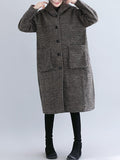 Nukty Loose Plaid Woolen Hood Coat