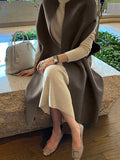 Nukty Simple Sleeveless Solid Color Round-Neck Cape Outerwear