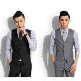 New Men's Fashion Boutique Cotton Fashion Solid Color Casual Suit Vest Men's Black Gray Formal Businss Vest Wedding Dress