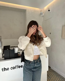 Patchwork Crop Jacket Varsity Women Autumn Winter Casual Oversized Y2k Fashion Baseball Coat