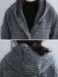Nukty Loose Plaid Woolen Hood Coat