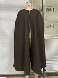 Nukty Simple Sleeveless Solid Color Round-Neck Cape Outerwear