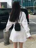 Nukty party look inspos French Vintage Slim 2024 Autumn Mini Shirt Dress Women Casual White Design Long Sleeve Party Dress Korean Style One Piece Dress