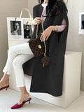 Nukty Simple Sleeveless Solid Color Round-Neck Cape Outerwear