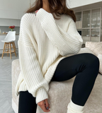 Nukty Knitted Loose Women Sweater Solid Casual Striped Long Sleeve Pullover Winter Embroidery Women's Turtleneck Sweaters Y2K