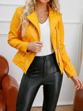 Nukty Long Sleeves Split-Joint Zipper Mock Neck PU Jackets Outerwear