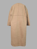 Nukty Long Sleeves Loose Solid Color Collarless Woolen Coat