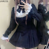 Nukty party look inspos Japanese Punk Style Y2k Lolita OP Dress Women Vintage Elegant Ruffle Bow Lace Evening Party Dresses Female High Waist Slim Dress