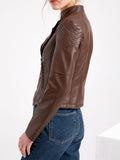 Nukty Long Sleeves Split-Joint Zipper Mock Neck PU Jackets Outerwear