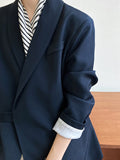 Nukty Long Sleeves Loose Asymmetric Buttoned Pockets Solid Color Tied V-Neck Blazer Outerwear