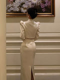 Nukty party look inspos Elegant Slim 2 Piece Set for Women Vintage Short Blazer High Waist Hip-Wrapped Pencil Skirt Suit Autumn Luxury Ladies Clothing