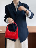 Nukty Long Sleeves Loose Asymmetric Buttoned Pockets Solid Color Tied V-Neck Blazer Outerwear