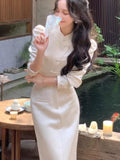 Nukty party look inspos Autumn New Chinese Style Satin 2-Piece Set Vintage Short Blazer High Waist Hip-Wrapped Pencil Skirt Suit Women Luxury Clothing