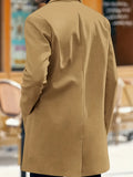 Nukty Men'S Casual Midi-Length Blend Coat, Polyester Lined, Non-Stretch Fabric, Solid Color, Long Sleeve, with Slit Hem, Single Breasted Placket, Lapel Collar, for Fall/Winter Collection