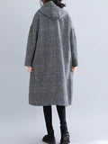 Nukty Loose Plaid Woolen Hood Coat