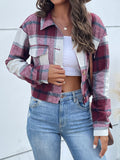 Nukty Long Sleeves Loose Buttoned Plaid Pockets Split-Joint Lapel Jackets Outerwear
