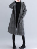 Nukty Loose Plaid Woolen Hood Coat