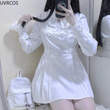 Nukty party look inspos Japanese Punk Style Y2k Lolita OP Dress Women Vintage Elegant Ruffle Bow Lace Evening Party Dresses Female High Waist Slim Dress