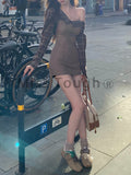 Nukty party look inspos Autumn Sexy Style Fake Two Piece Patchwork Dress New Casual Fashion Retro Women Clothing Korean Y2k Vintage Party Dresses 2024