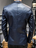 Nukty Men's Casual Faux Leather Blazer - Slim Fit, Button-Up Jacket with Pockets for Spring & Fall