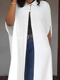 Nukty Batwing Sleeves Loose Solid Color Split-Joint Lapel Cover-Ups Tops Outerwear