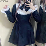 Nukty party look inspos Japanese Punk Style Y2k Lolita OP Dress Women Vintage Elegant Ruffle Bow Lace Evening Party Dresses Female High Waist Slim Dress