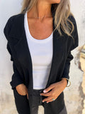 Nukty Long Sleeves Loose Pockets Solid Color Split-Joint Lapel Outerwear