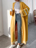 Nukty Urban Loose Contrast Color Striped Cardigan Coat