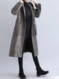 Nukty Loose Plaid Woolen Hood Coat