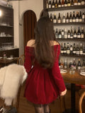 Nukty party look inspos Autumn Y2K Velvet Mini Dress for Women Halter Long Sleeve Birthday Party Dresses Elegant New Kawaii Korea Fashion Vestidos Mujer