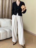 Nukty Long Sleeves Loose Solid Color V-Neck Cardigan Tops