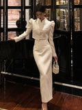 Nukty party look inspos Elegant Slim 2 Piece Set for Women Vintage Short Blazer High Waist Hip-Wrapped Pencil Skirt Suit Autumn Luxury Ladies Clothing