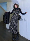 Nukty party look inspos French Elegant Plaid Two Pieces Set Women Patchwork Y2k Vintage Dress Suit Female Korean Fashion Casual Retro Set 2024 Winter