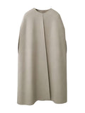 Nukty Simple Sleeveless Solid Color Round-Neck Cape Outerwear