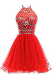dresses Slim-Fit Small Dress Halter Short Bridal Wedding Dress Banquet Evening Dress Lace New Red Women
