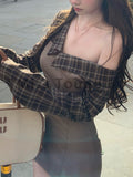 Nukty party look inspos Autumn Sexy Style Fake Two Piece Patchwork Dress New Casual Fashion Retro Women Clothing Korean Y2k Vintage Party Dresses 2024
