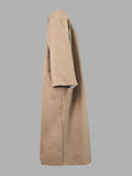 Nukty Long Sleeves Loose Solid Color Collarless Woolen Coat