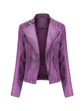 Nukty Long Sleeves Split-Joint Zipper Mock Neck PU Jackets Outerwear