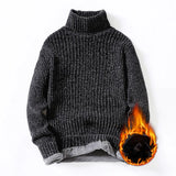 Nukty Winter Fleece Turtleneck Sweaters Men Fashion Slim Fit Knitted Pullovers Mens Solid Color Casual Sweaters Male Warm Knitwear