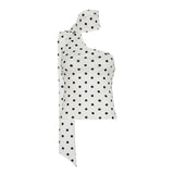 Nukty  Women's Polka Dots Print Halter Neck Camisole Summer Holiday Cro Top Y2K Coquette Backless Hollow out Ribbon Design