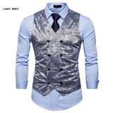 Nukty Men's Red Paisley Double Breasted Dress Vest Brand New Slim Fit Formal Business Sleeveless Waistcoat Men Chaleco Hombre 2XL