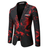 WELL DRESSED MEN Gentleman Blazers Men Blue Patterning Printed Suit Jacket Casual Coat Prom Singer Concert Stage Costume Winter Size S-5XL