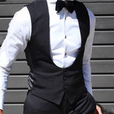 Nukty Black Men Vest for Wedding Groom Tuxedo One Piece Slim Fit Waistcoat Solid Color Male Fashoin Coat Clothes